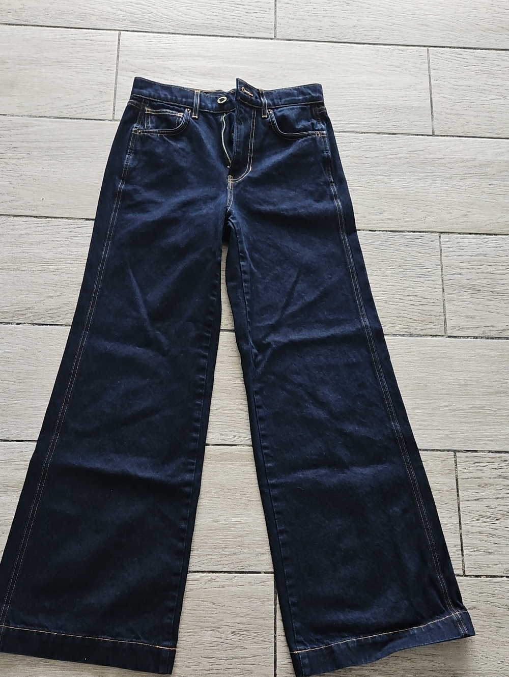 Veronica Beard Dark Blue Wide Leg Jeans